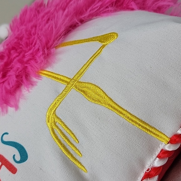 Flamingo Christmas Embroidered Pillow 14x14in - Picture 5 of 5